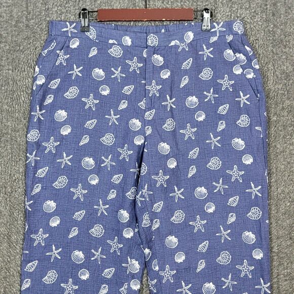Coldwater Creek Pants Womens 16 Seashell Blue 100% Linen Wide Leg Elastic Waist - Picture 2 of 12